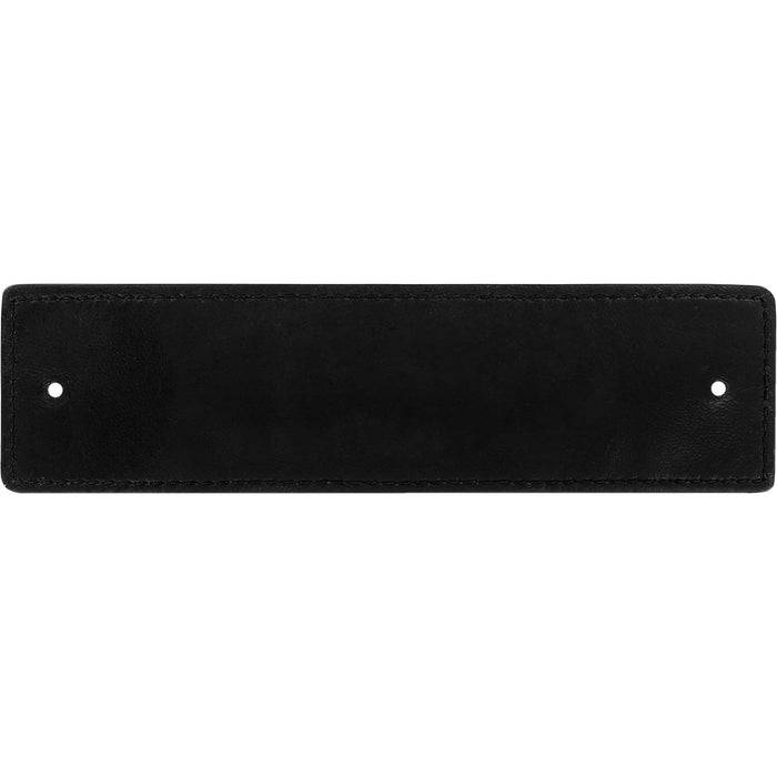 Brighton rectangular black leather panel with stitched edges and two small rivet holes on a white background