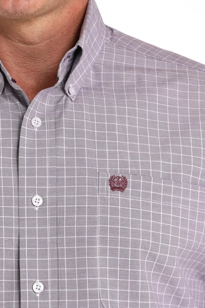 Cinch Men's L/S Classic Fit Plaid Button Down Western Shirt in Lilac