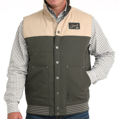 Cinch Men's Reversible Snap Vest in Olive