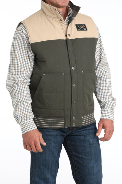 Cinch Men's Reversible Snap Vest in Olive