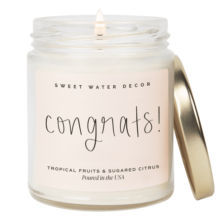 Congrats! Soy Candle - Clear Jar - 9 oz (Island AIr) - Sweet Water Decor - Candles
