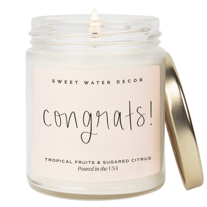 Congrats! Soy Candle - Clear Jar - 9 oz (Island AIr) - Sweet Water Decor - Candles