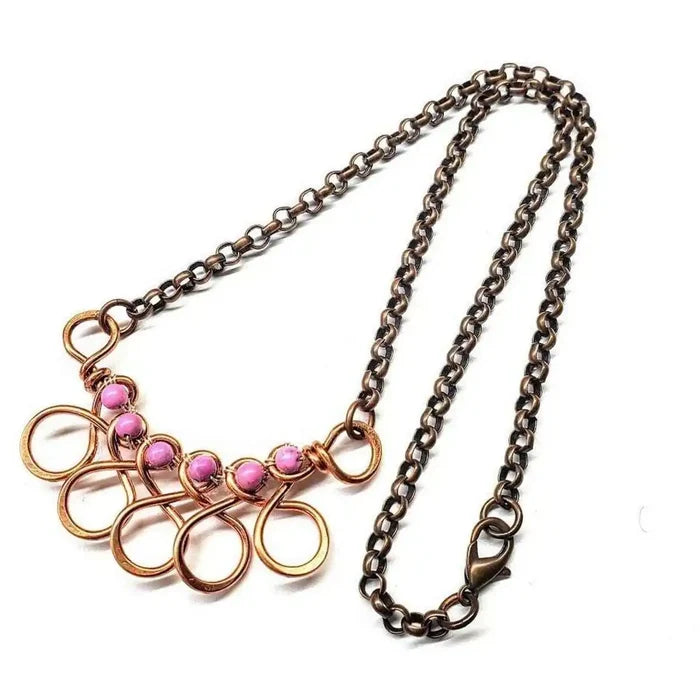 AMD1208 Copper Wire Wrapped Sculpted Pink GemstoneJewelryNecklace$ 78.00Alexa Martha Designs