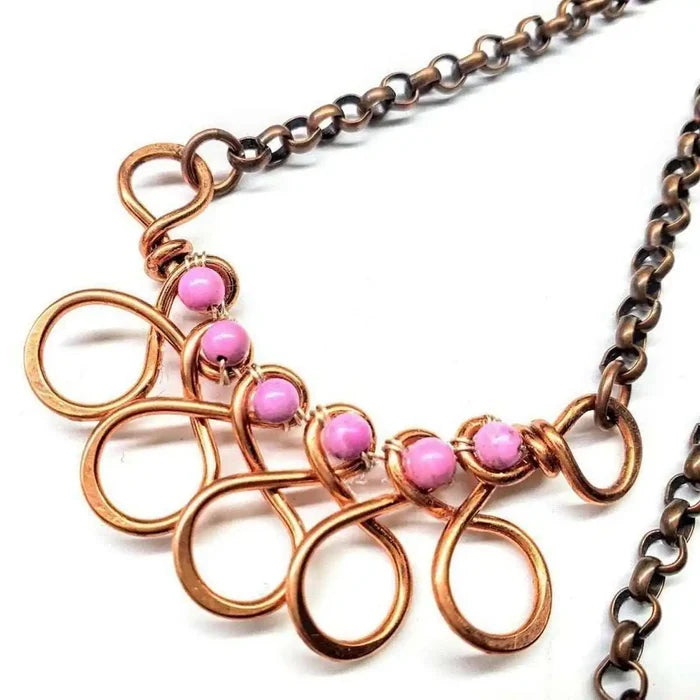 AMD1208 Copper Wire Wrapped Sculpted Pink GemstoneJewelryNecklace$ 78.00Alexa Martha Designs