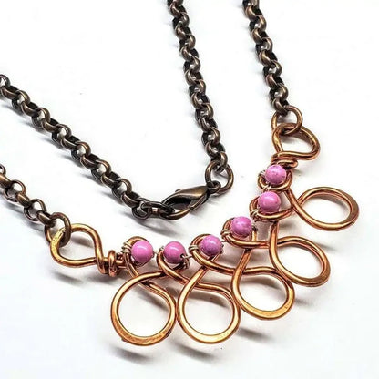 AMD1208 Copper Wire Wrapped Sculpted Pink GemstoneJewelryNecklace$ 78.00Alexa Martha Designs