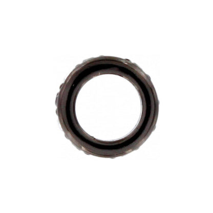 Brighton ring with dark brown ribbed textured band shown from a top-down angle on a white background