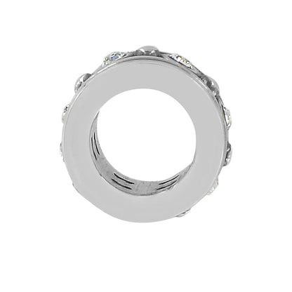 Brighton spacer charm shown from the side with silver-plated finish and crystal accents on a white background
