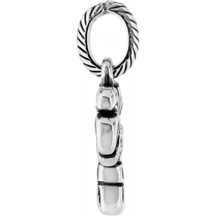 Brighton charm shown from the side with silver-plated rope-textured loop and polished bead detailing on a white background