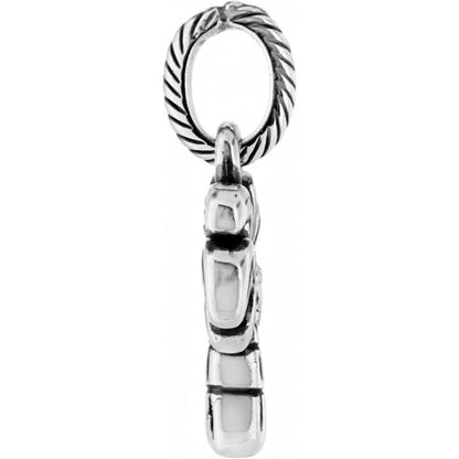 Brighton charm shown from the side with silver-plated rope-textured loop and polished bead detailing on a white background