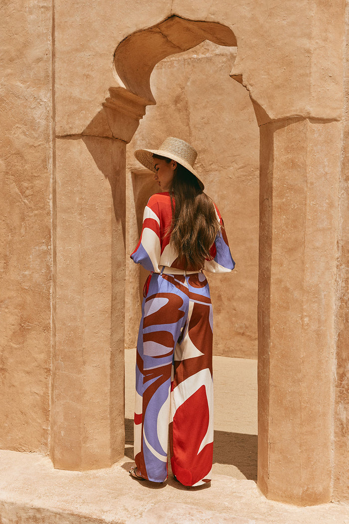 Valley Red Print Relaxed Dia Trouser Pants