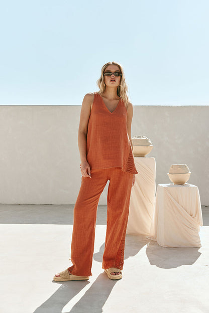 Blood Orange Elastic Drawstring Dita Pants