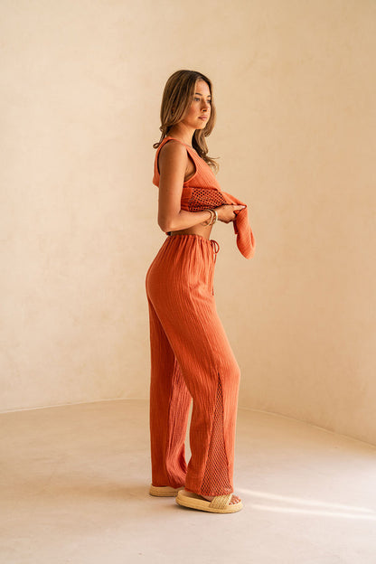 Blood Orange Elastic Drawstring Dita Pants