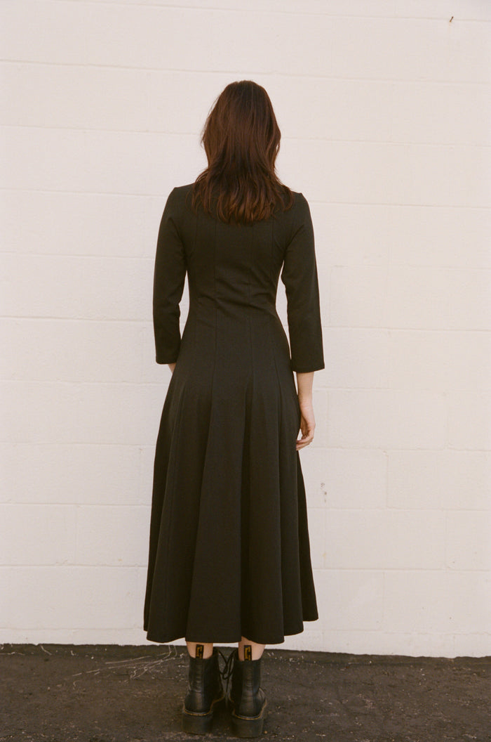 DREAM DRESS 3/4 SLEEVE IN ONYX