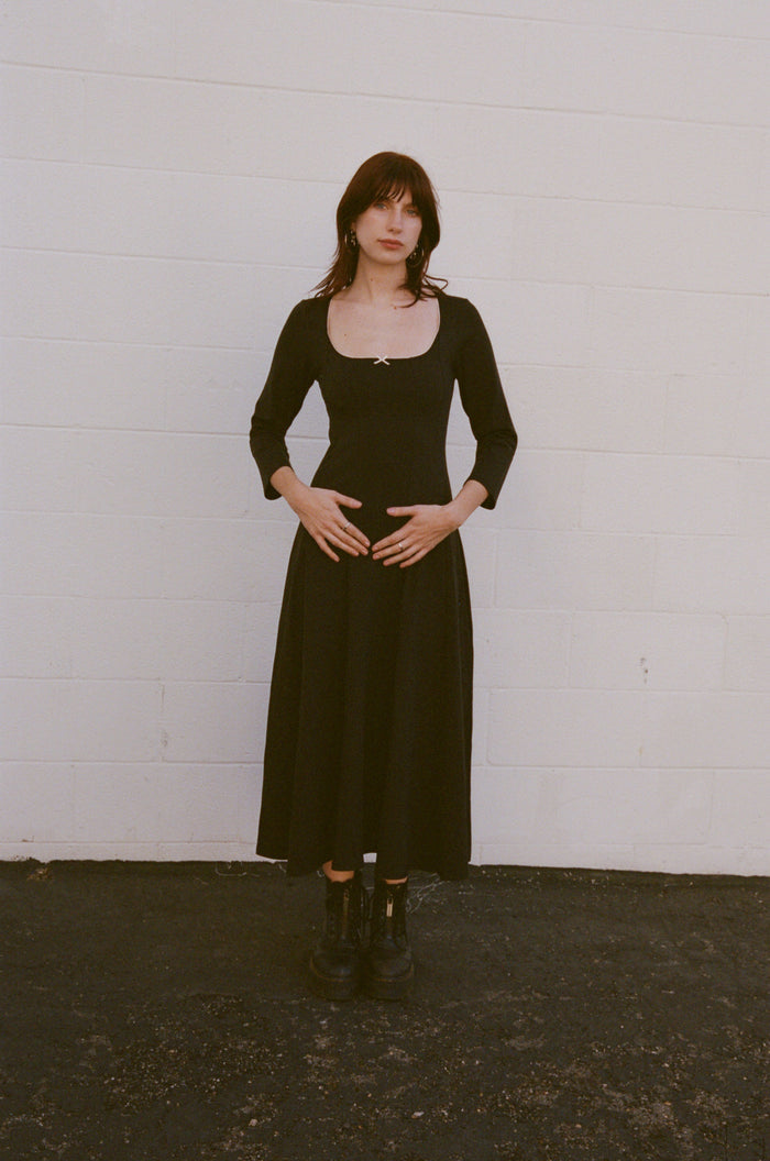 DREAM DRESS 3/4 SLEEVE IN ONYX