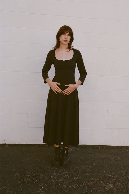 DREAM DRESS 3/4 SLEEVE IN ONYX