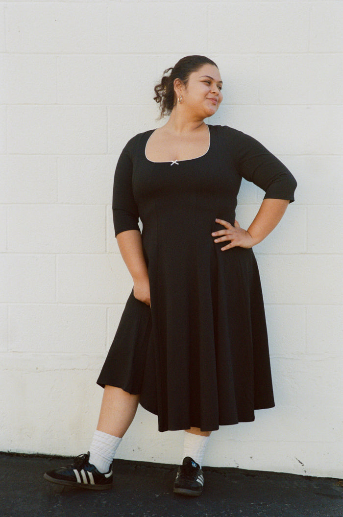 DREAM DRESS 3/4 SLEEVE IN ONYX