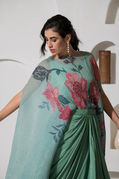 Dusty Jade Kaftan & Dhoti Set