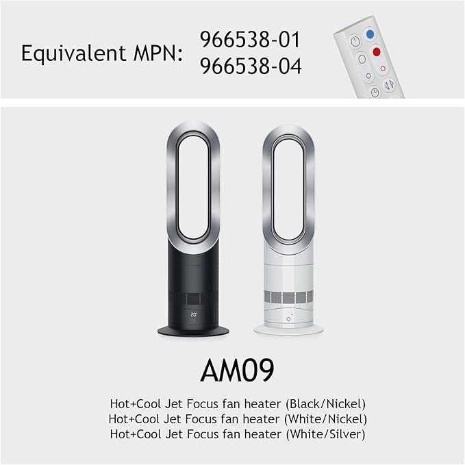 Dyson AM09 Hot | Cool Fan Heater Remote Control White 966538-01 Compatible