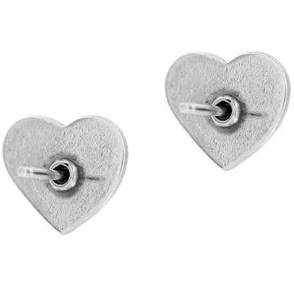 Brighton heart stud earrings shown from the back with silver-plated finish and posts on a white background