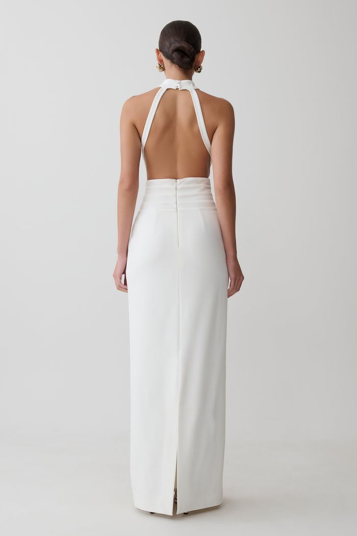 Elan Stretch Crepe Maxi Dress - White