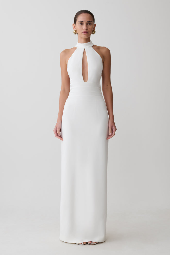 Elan Stretch Crepe Maxi Dress - White