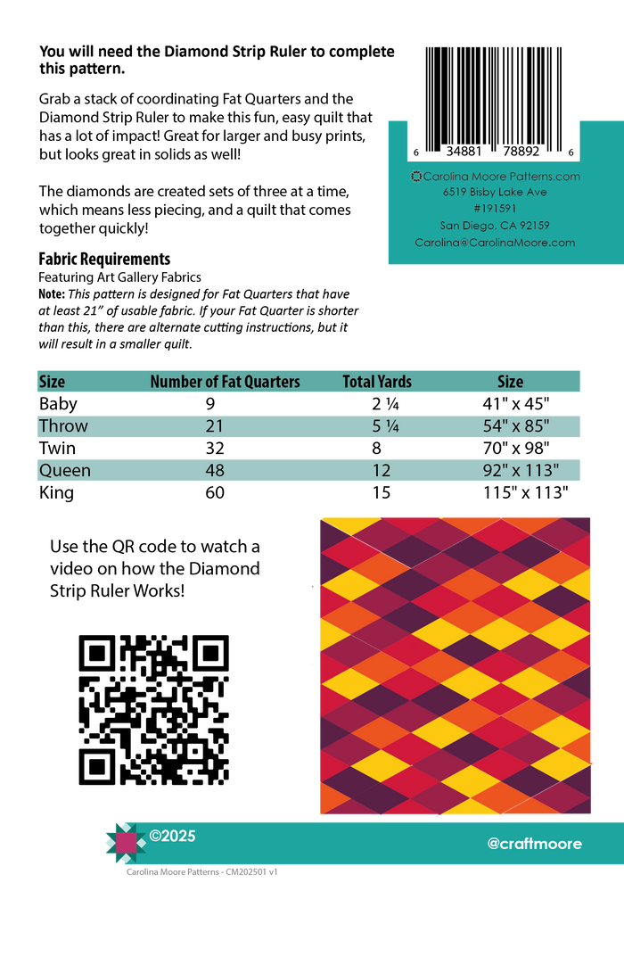 Fat Quarter Diamonds - Printed