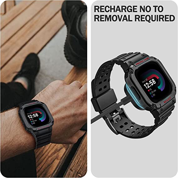 Fitbit Versa 4/3/2/1, Fitbit Sense 2/1 Sports Band with Bumper Cover | Fintie