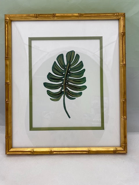 Framed and matted Rifle Paper Co. Art Print - Monstera Leaf.