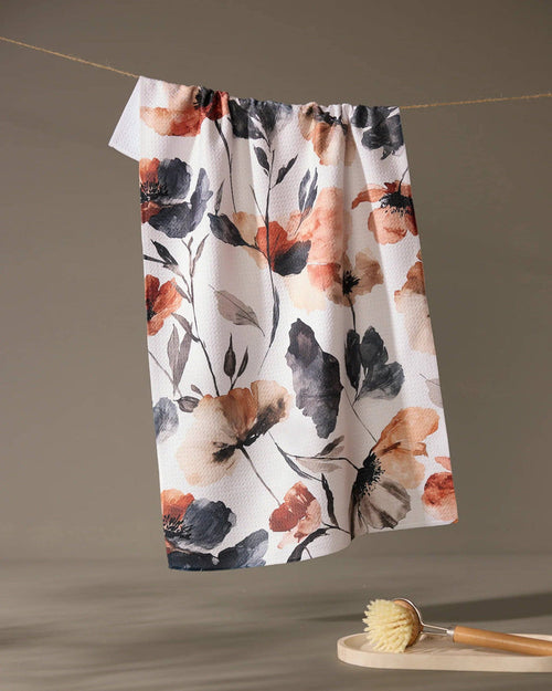 Geometry - Moody Poppy Tea Towel