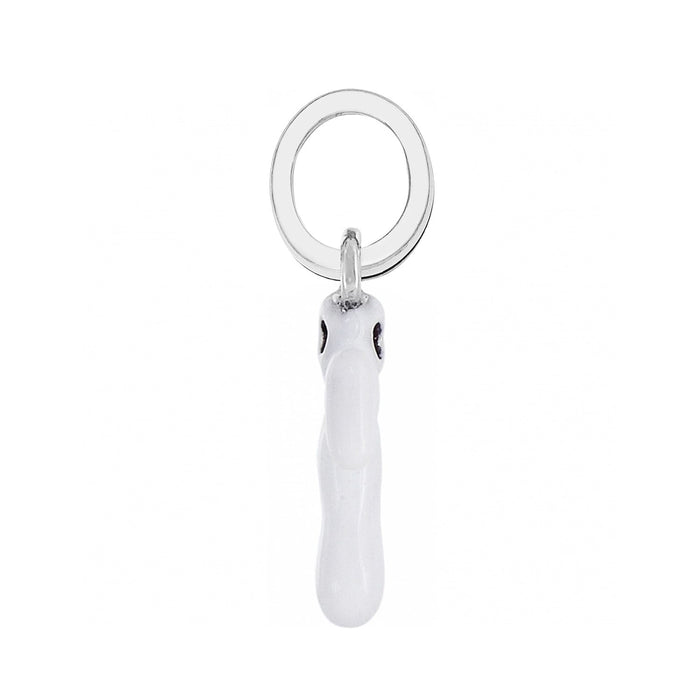 Brighton charm with white enamel drop and silver-plated ring on a white background