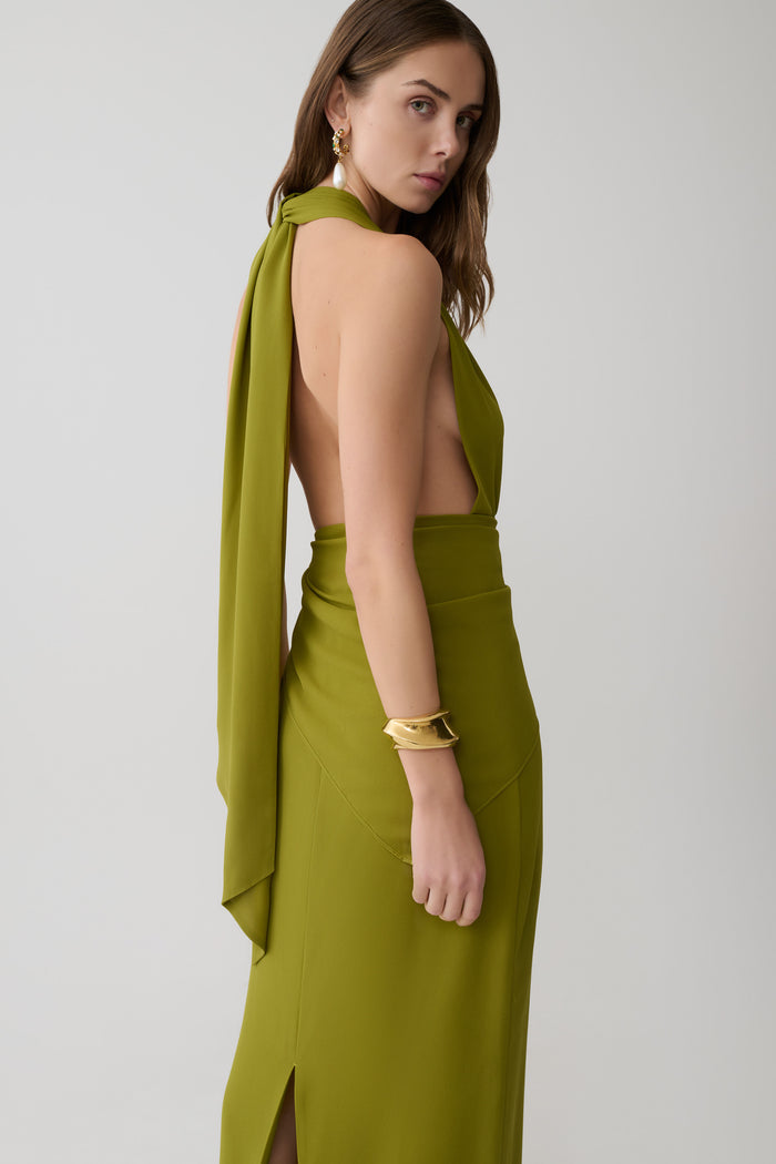 Gianna Halter Maxi Dress - Olive
