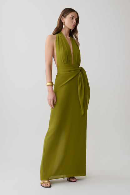 Gianna Halter Maxi Dress - Olive