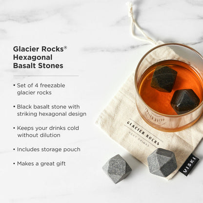 Glacier Rocks Basalt Hexagon Stone Set of 4 (Online Only)