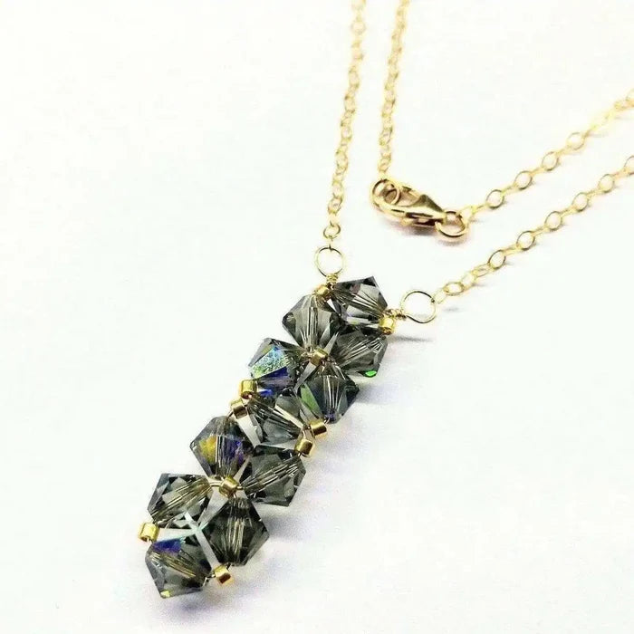 AMD1104 Gold Vertical Beaded Crystal Bar Necklace AlexaJewelryNecklace$ 64.00Alexa Martha Designs