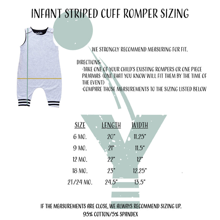 Gray "It's My Beary First Birthday" Birthday Romper with Striped Cuff