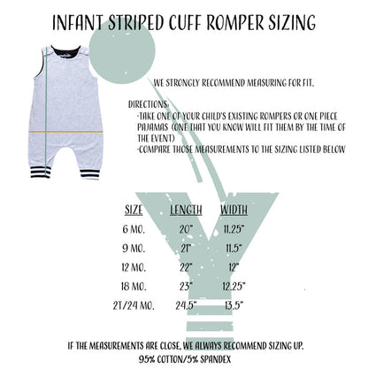 Gray "It's My Beary First Birthday" Birthday Romper with Striped Cuff