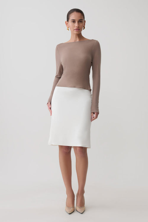 Greer Knee Length Skirt - White