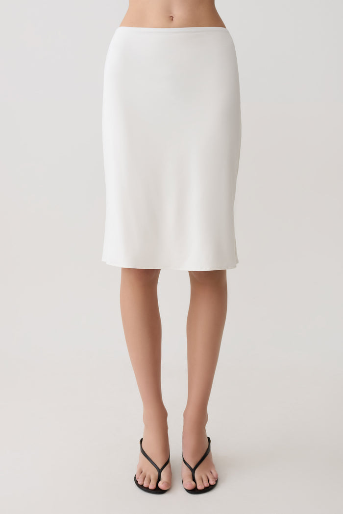Greer Knee Length Skirt - White