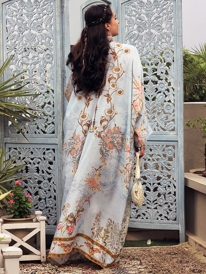 Falak Grey Moroccan Satin Silk Festive Dress detail