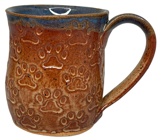 Hand Crafted Pottery Paw Print Mug.