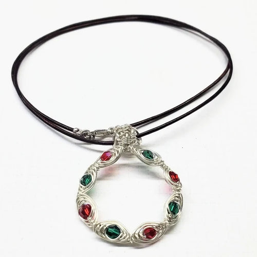 AMD1155Christmas Holiday Wreath Necklace Wire Wrapped CrystalsJewelryNecklaces$ 69.00Alexa Martha Designs
