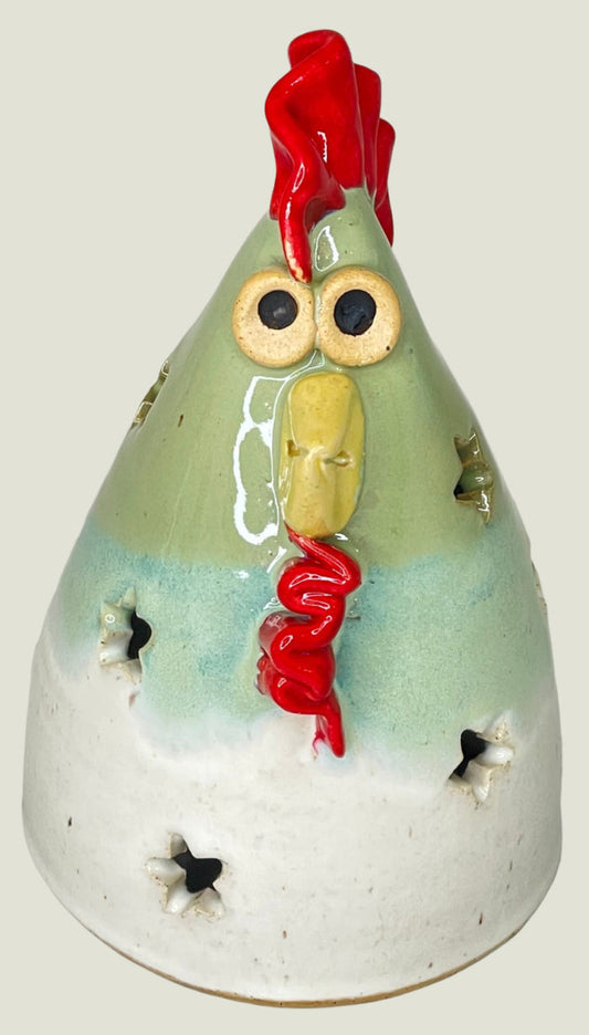 Handmade Pottery Chickens by Pam Taylor.