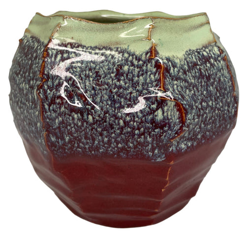 Handmade Tri-color Pottery Vase.