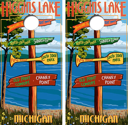 Higgins Lake Michigan Cornhole Design