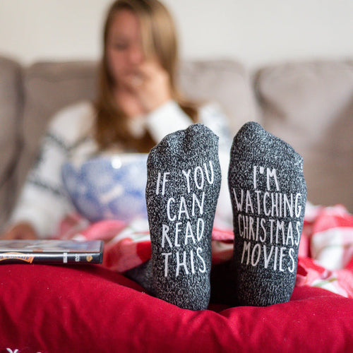 "If You Can Read This...I'm Watching Christmas Movies" Women's Novelty Socks