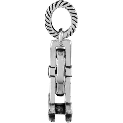 Brighton pendant shown from the side with silver-plated rope-textured bail and rectangular link detail on a white background