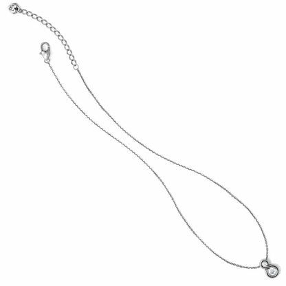 Brighton pendant necklace with silver-tone chain, lobster clasp, and small crystal drop pendant on a white background