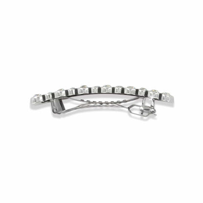 Brighton hair barrette shown from the back with silver-plated clasp and crystal-edged top on a white background