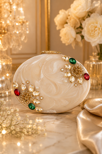 Ivory Agate Resin Clutch
