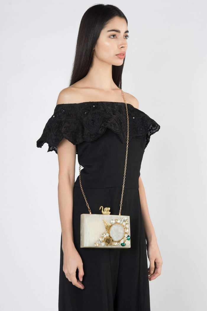 Ivory Swan Resin Clutch